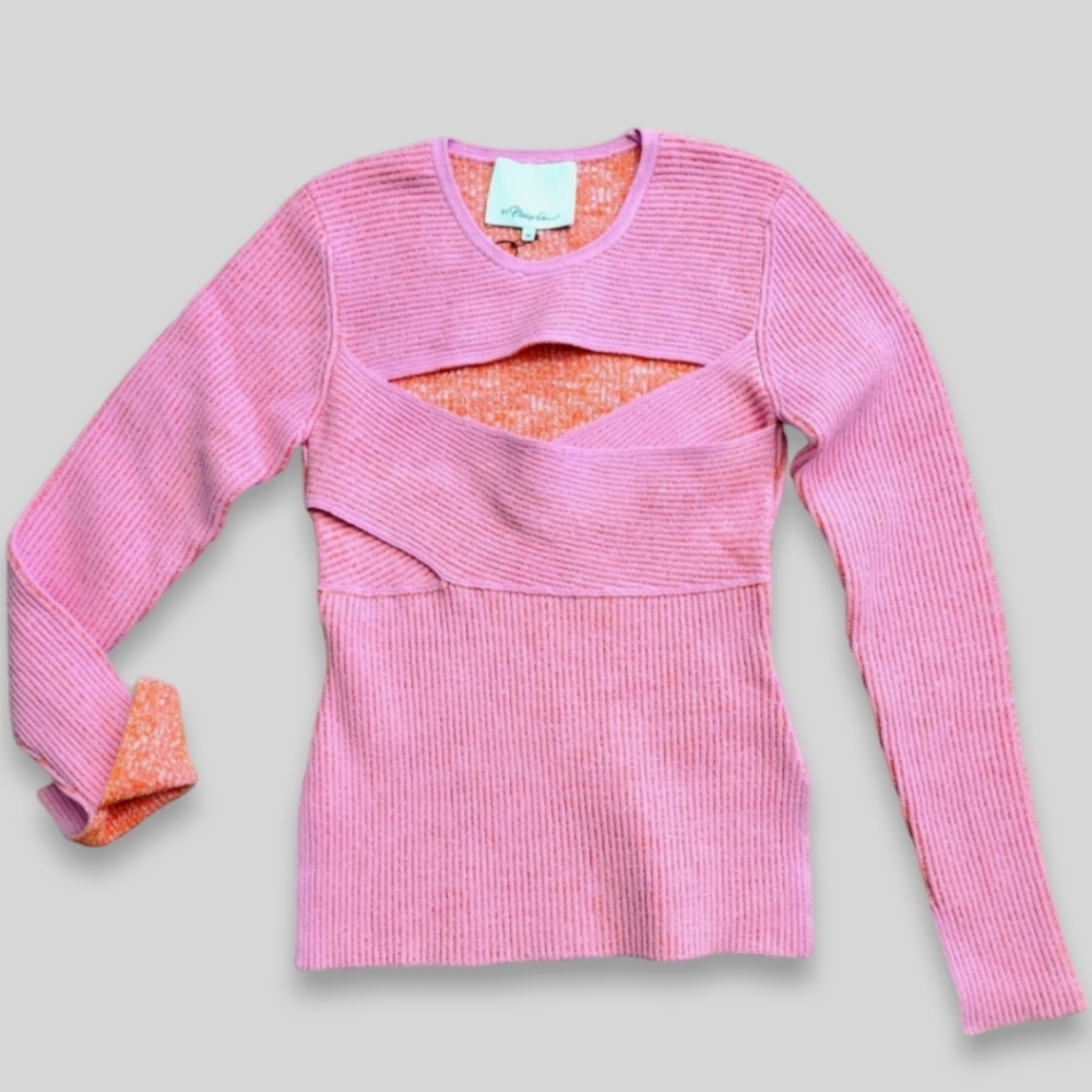 3.1 PHILLIP LIM Double Face Crossbody Sweater Top Pink